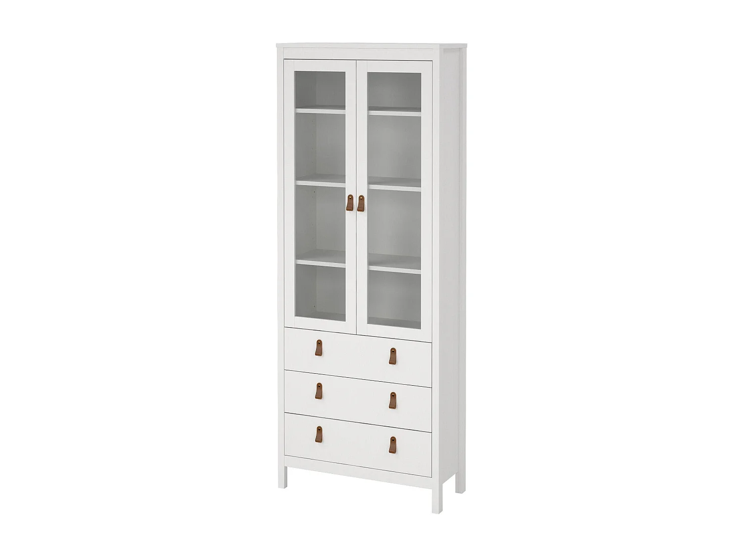 Vitrina Dvecch, Aparador de exposición, Vitrina multiusos, Aparador de salón, 78x33 h199 cm, Blanco