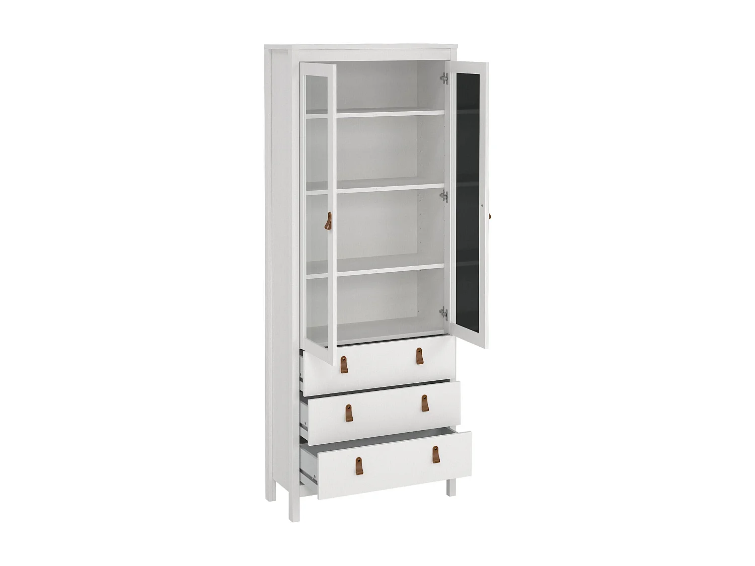 Vitrina Dvecch, Aparador de exposición, Vitrina multiusos, Aparador de salón, 78x33 h199 cm, Blanco