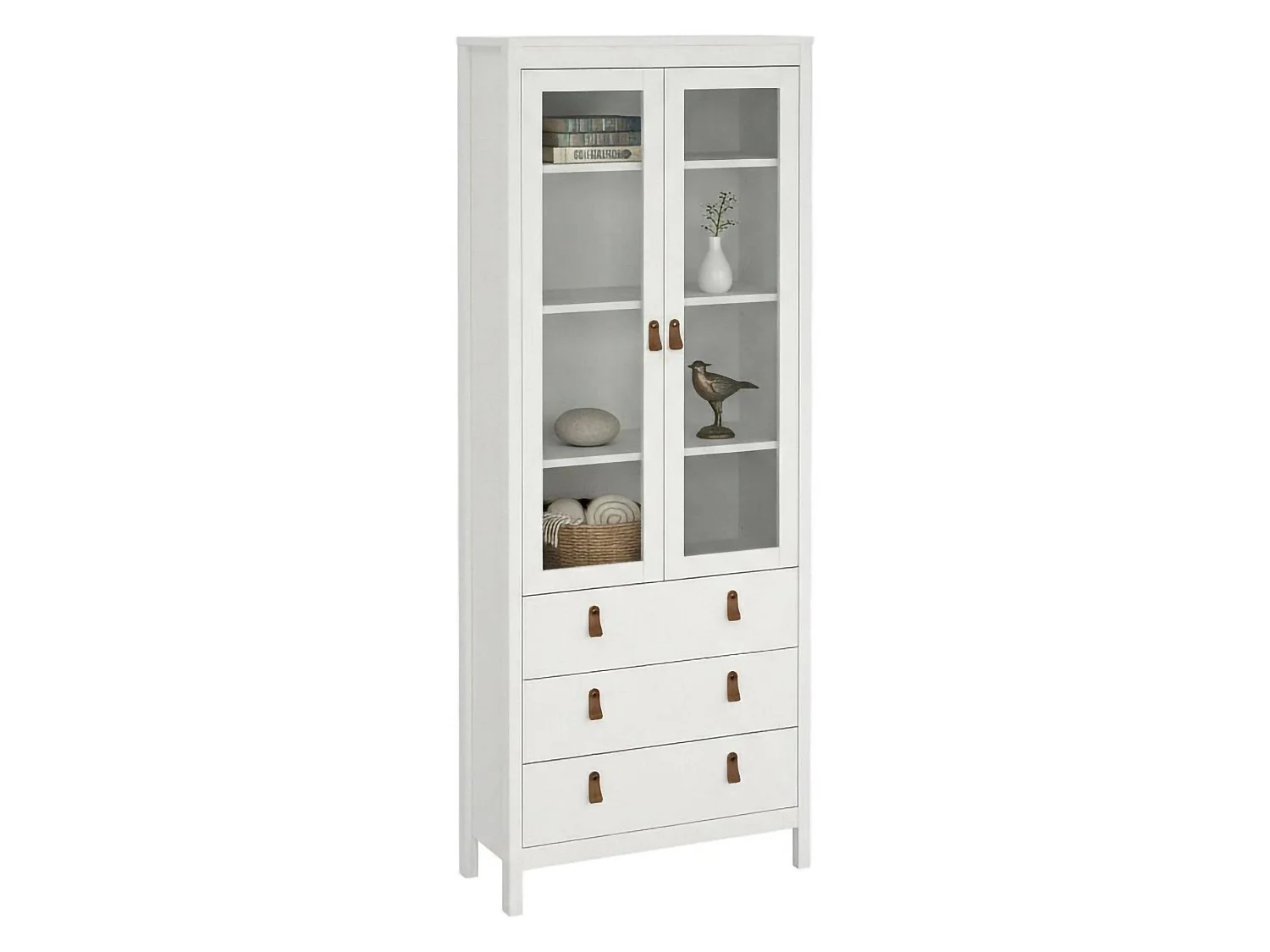 Vitrine Dvecch, Buffet d'exposition, Vitrine polyvalente, Buffet de salon, 78x33 h199 cm, Blanc