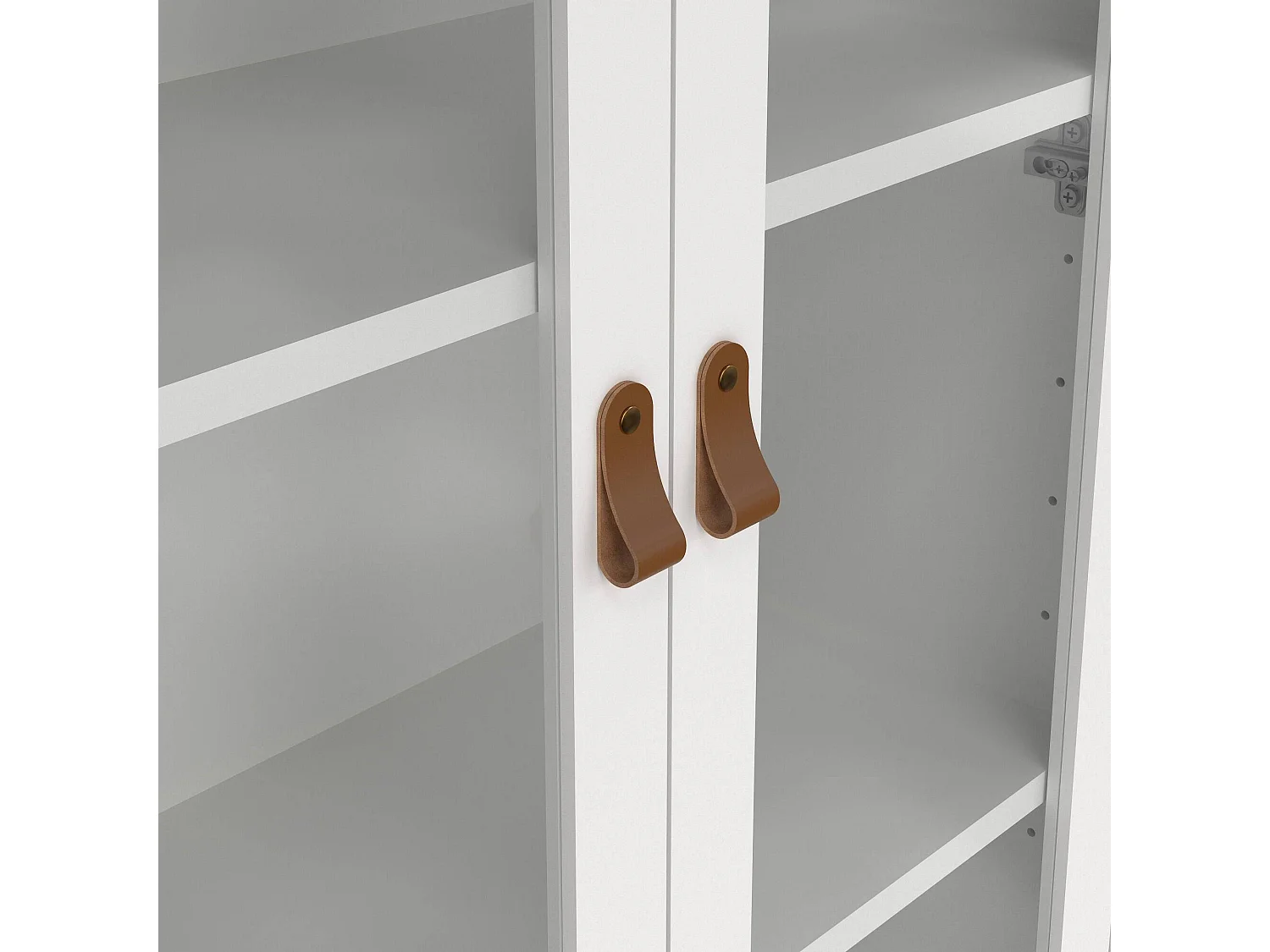 Vitrine Dvecch, Buffet d'exposition, Vitrine polyvalente, Buffet de salon, 78x33 h199 cm, Blanc
