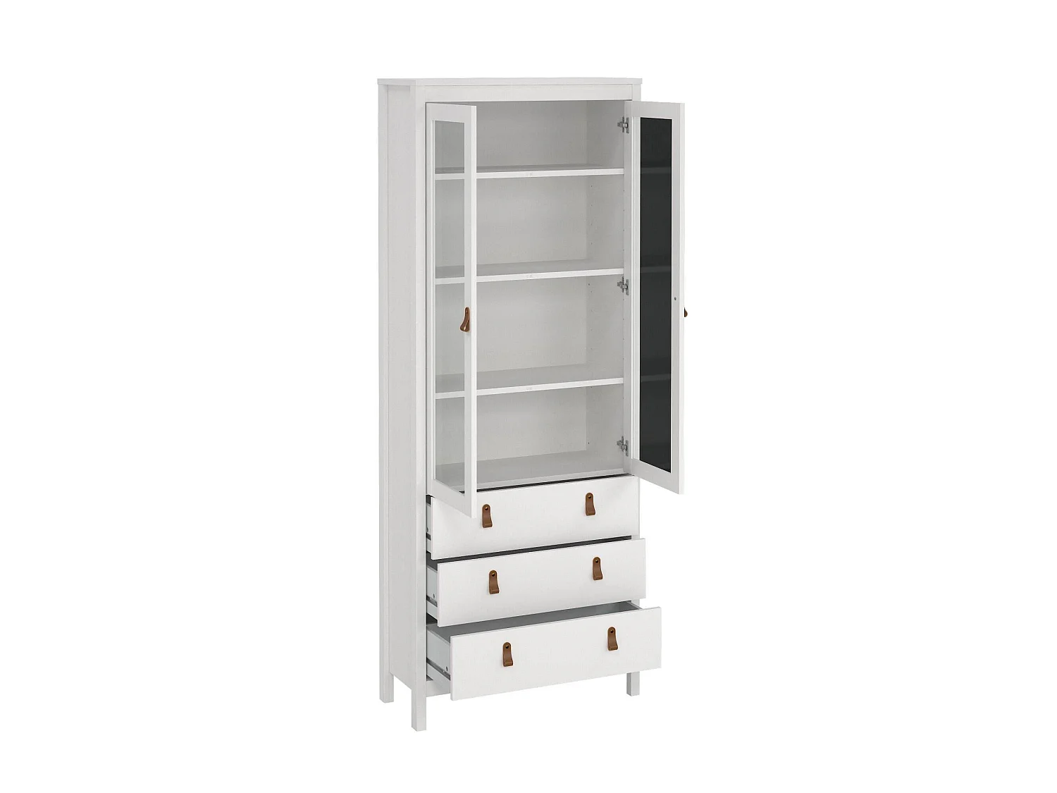 Vitrine Dvecch, Buffet d'exposition, Vitrine polyvalente, Buffet de salon, 78x33 h199 cm, Blanc