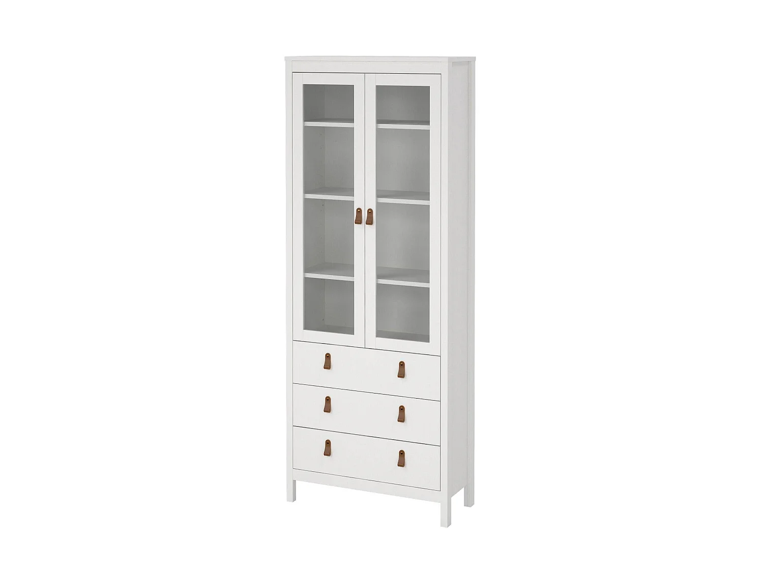 Vitrine Dvecch, Buffet d'exposition, Vitrine polyvalente, Buffet de salon, 78x33 h199 cm, Blanc