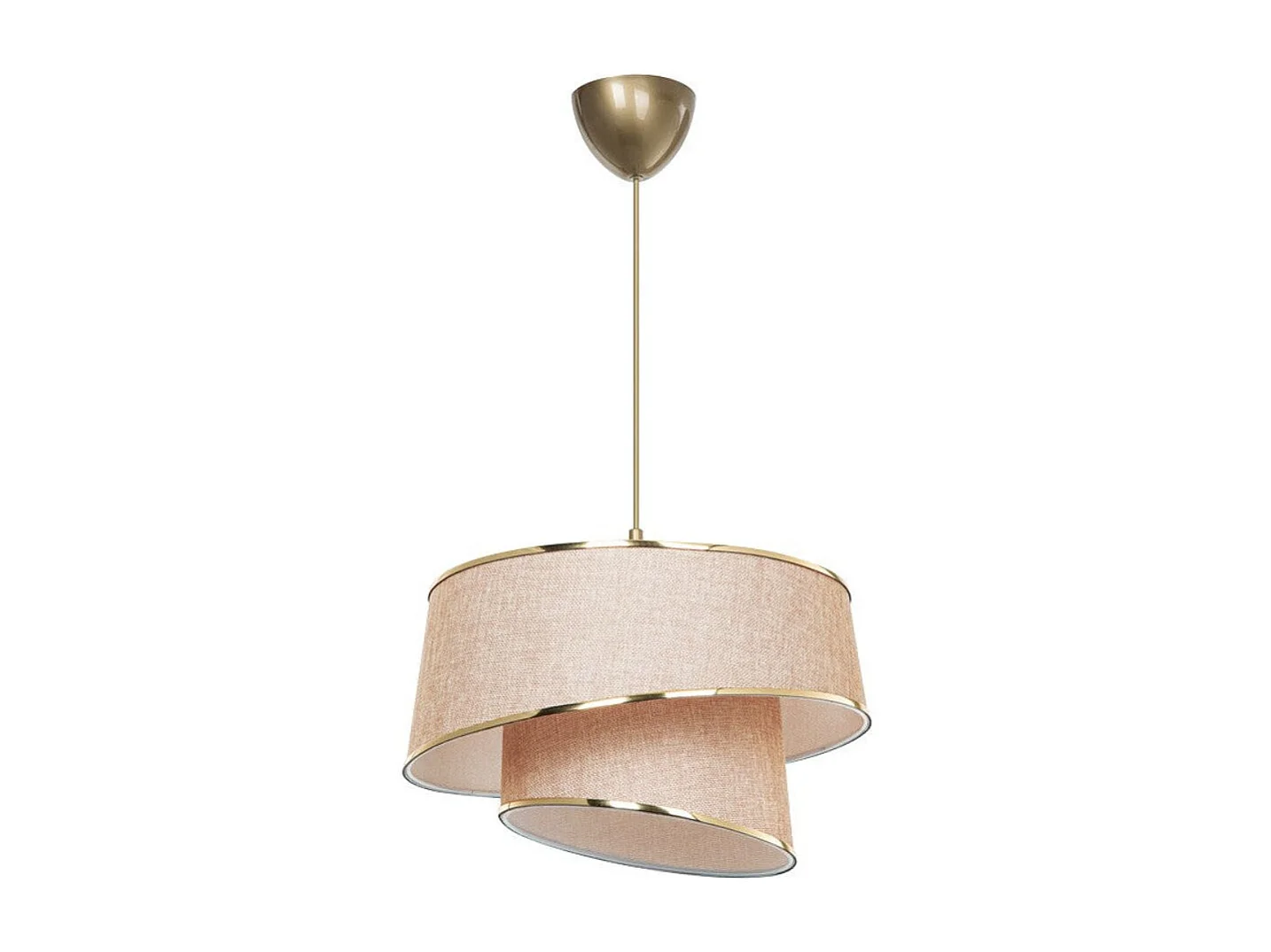 Suspension luminaire plafonnier beige marron doré 32,5x65 cm