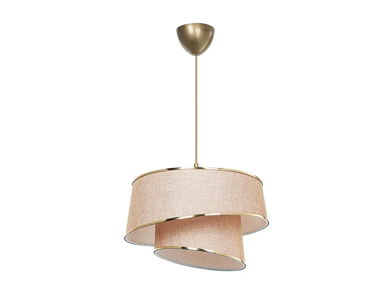 Suspension luminaire plafonnier beige marron doré 32,5x65 cm