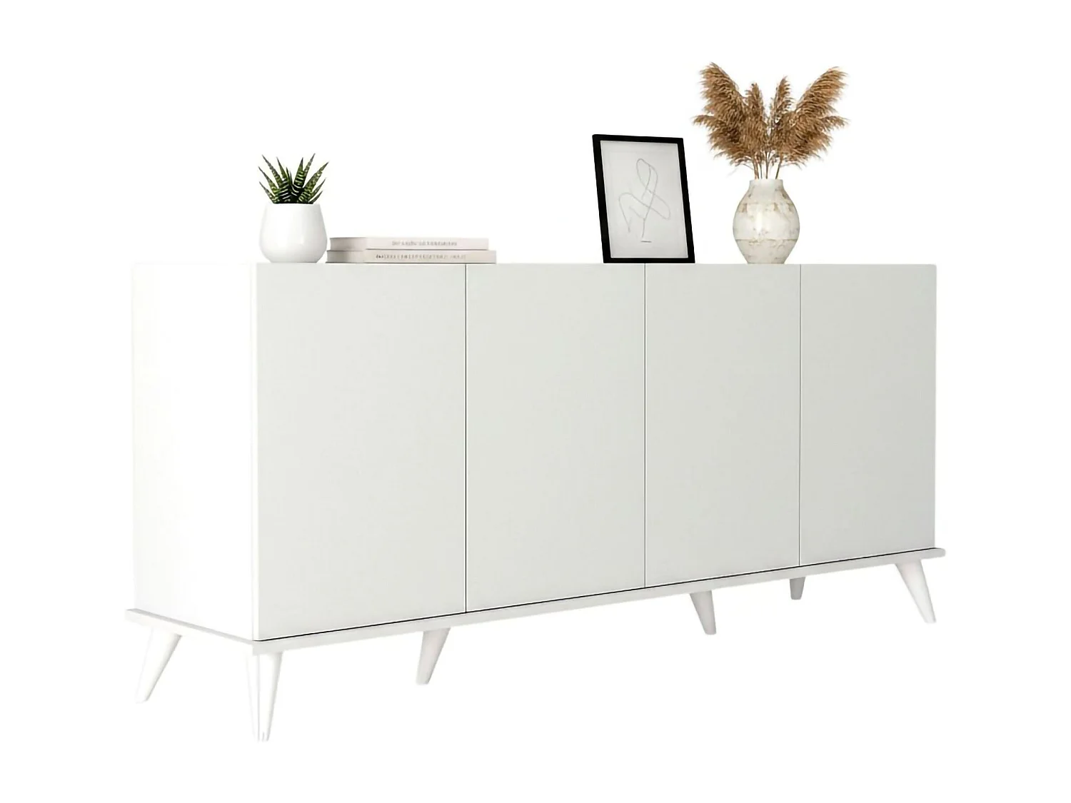 Buffet Dmoscatell, Buffet du salon, Commode de salon, Garde-manger de cuisine, 180x45 h81 cm, Blanc