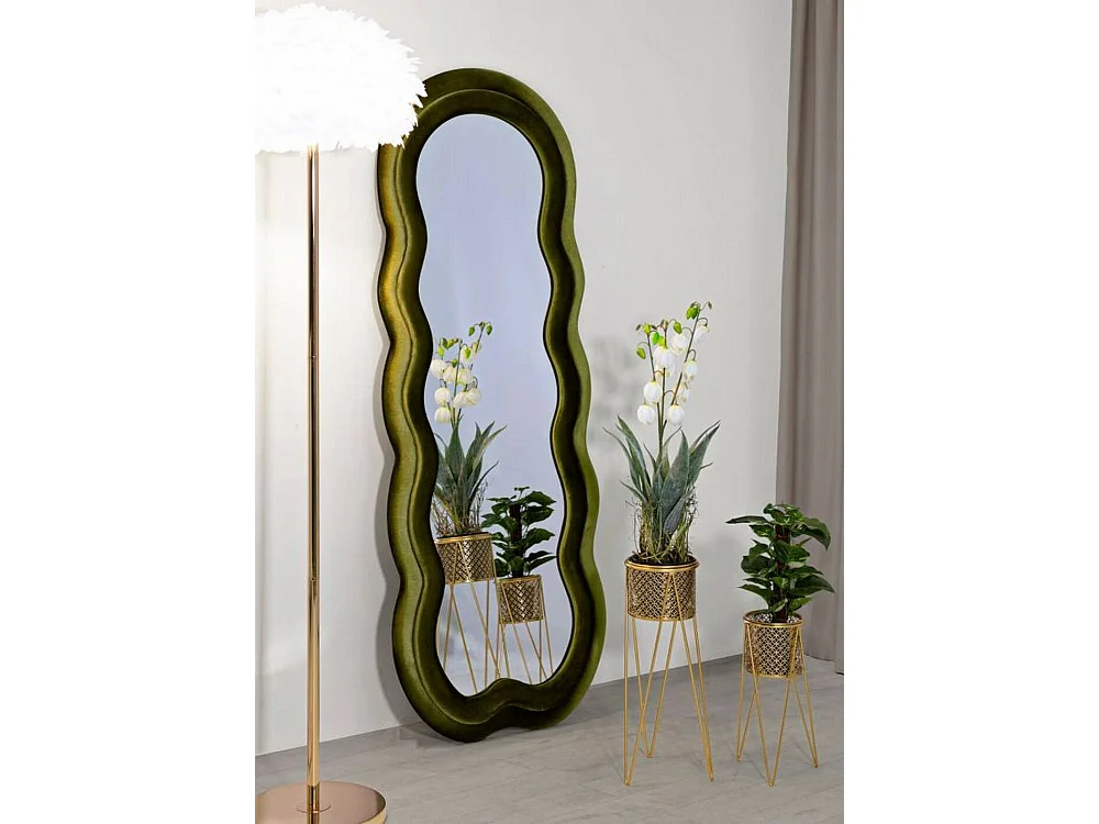 Marylin spiegel, Spiegel, Wandmeubelartikel, Decoratie met spiegel, 60x4 h160 cm, Groen