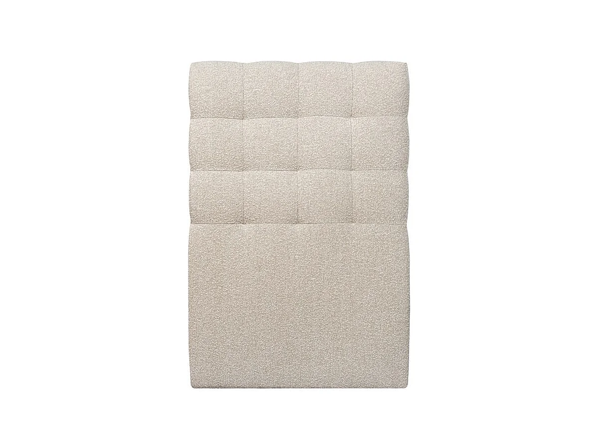 Lit 90x190cm avec tête de lit capitonnée bouclette et sommier kit Beige - Hauteur totale : 29cm
