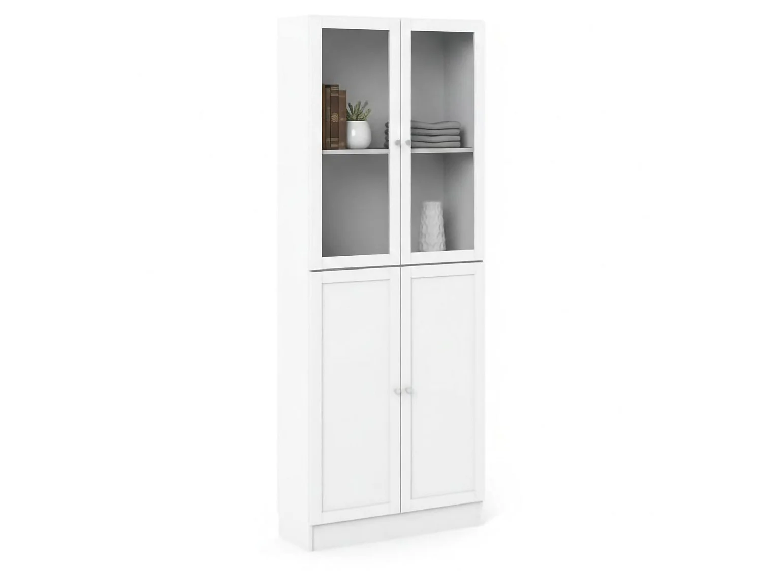 Bibliothèque Dsnidar, Etagère de bureau, Porte-livre mobile, Librairie, 79x28 h203 cm, Blanc