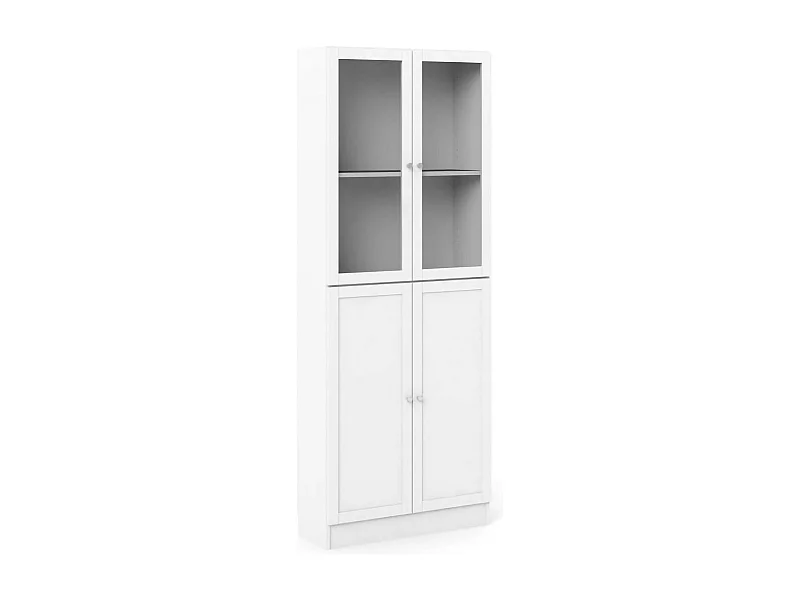 Bibliothèque Dsnidar, Etagère de bureau, Porte-livre mobile, Librairie, 79x28 h203 cm, Blanc