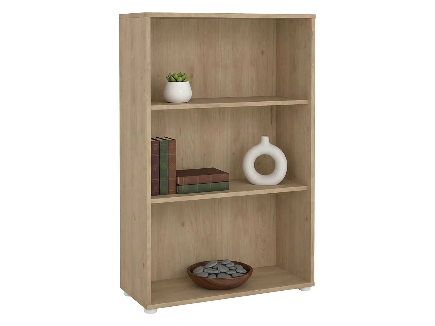 Bibliothèque Dsori, Etagère de bureau, Porte-livre mobile, Librairie, 80x34 h124 cm, Chêne clair