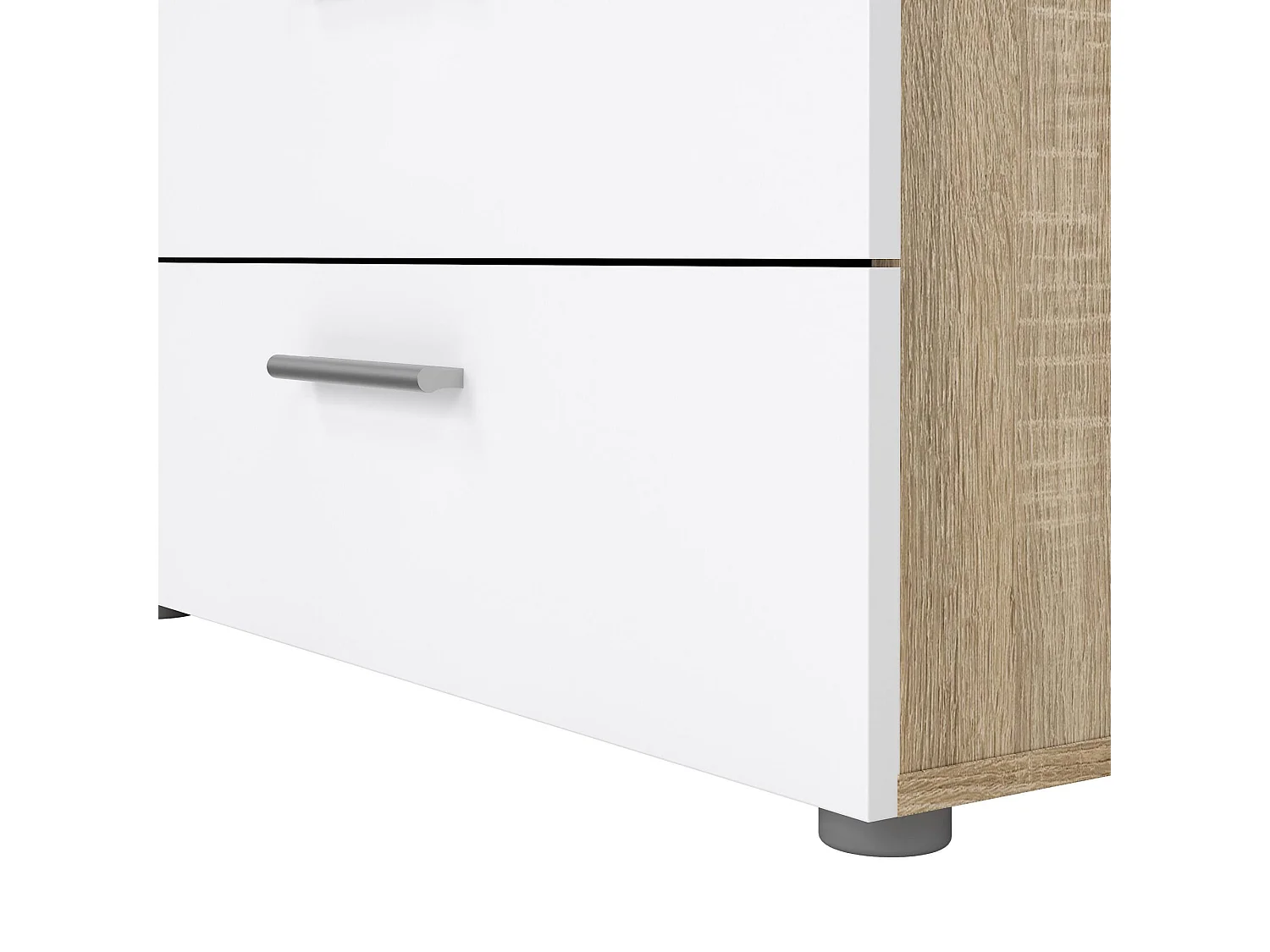 Buffet Dsattol, Buffet du salon, Commode de salon, Garde-manger de cuisine, 140x40 h82 cm, Chêne et Blanc