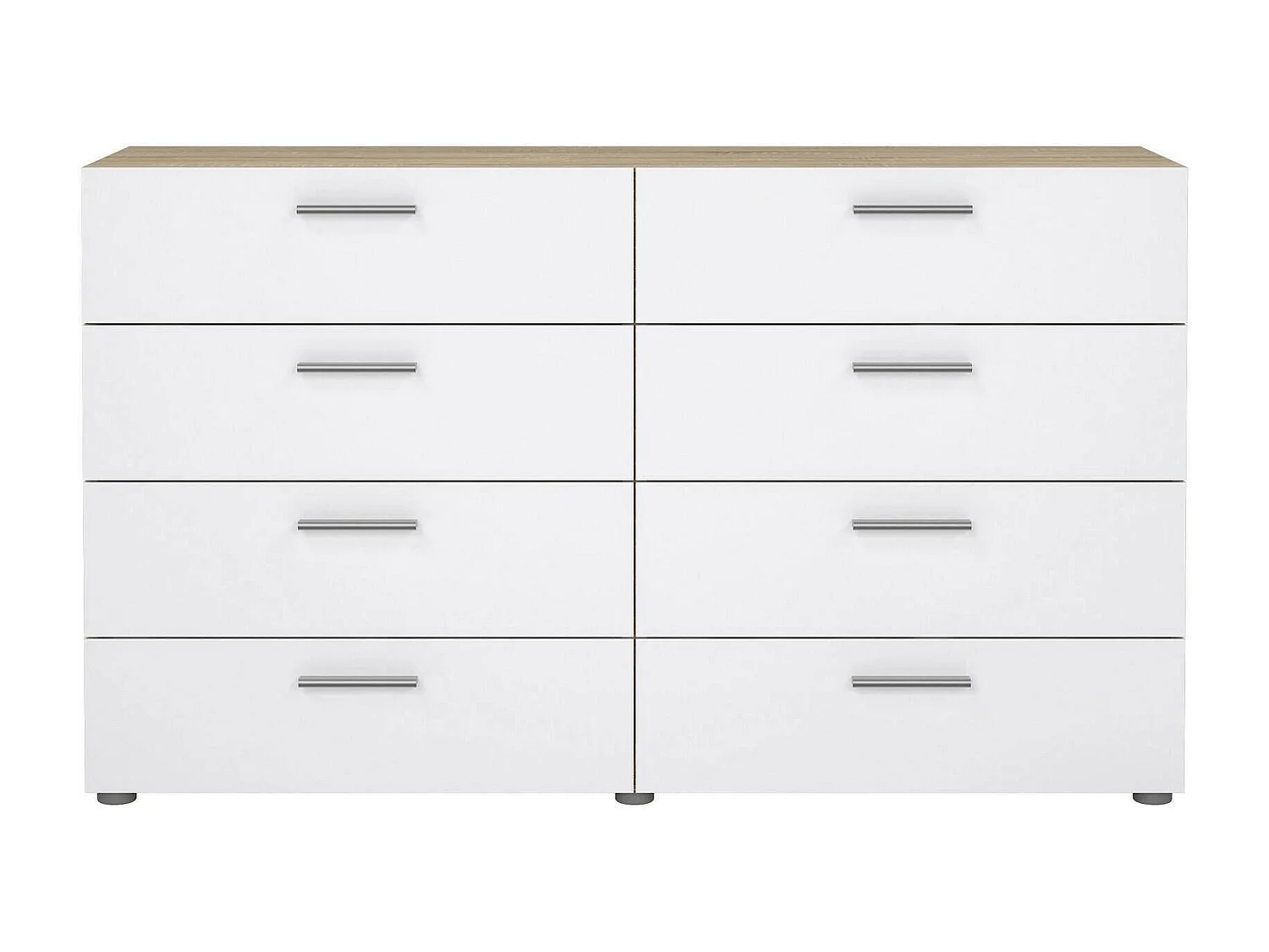 Dsattol dressoir, Woonkamerbuffet, Woonkamerdressoir, Keukenkast, 140x40 h82 cm, Eiken en Wit