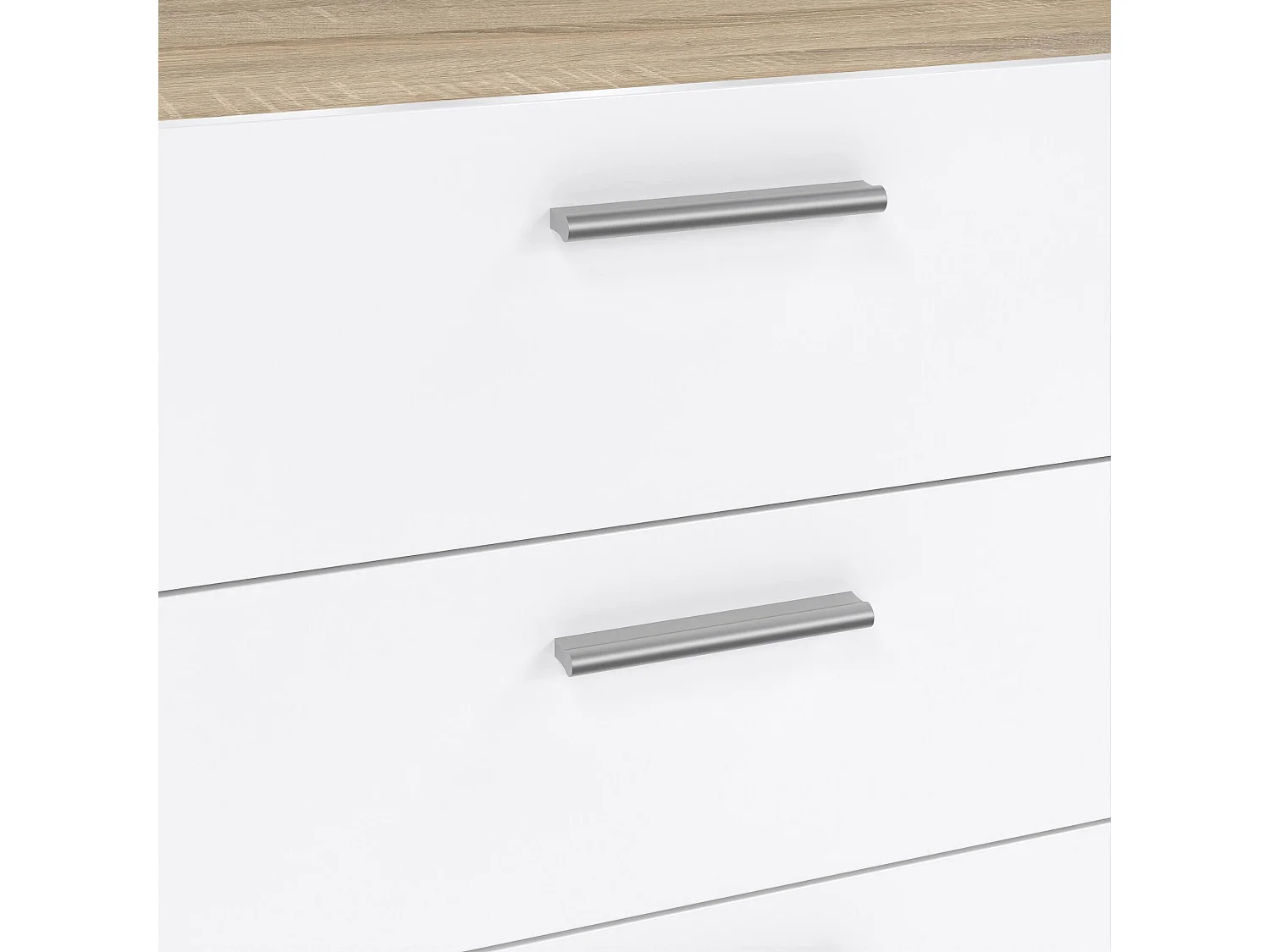 Dsattol dressoir, Woonkamerbuffet, Woonkamerdressoir, Keukenkast, 140x40 h82 cm, Eiken en Wit