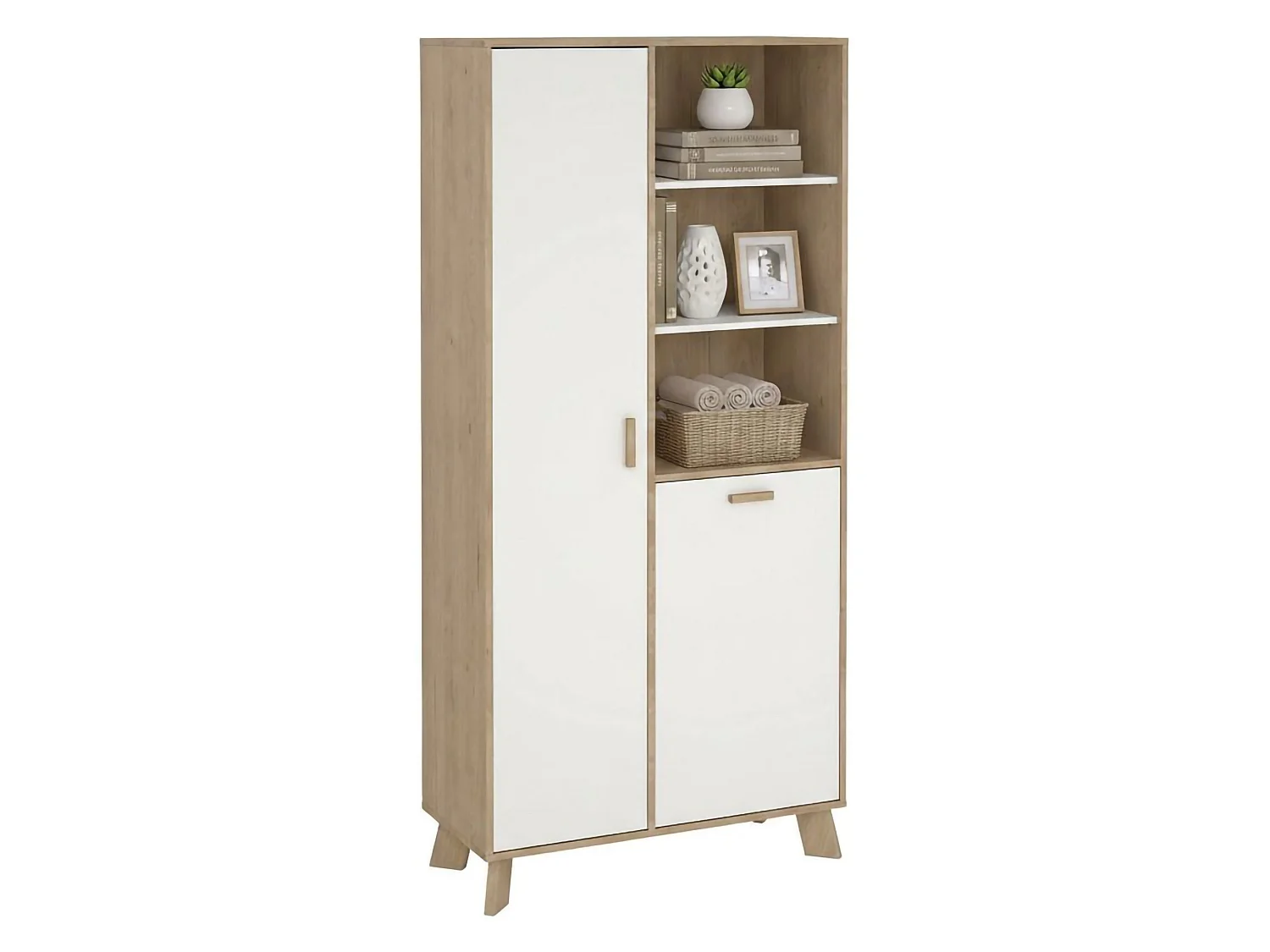 Vetrina Mirinae, 8 Ripiani, 39.8x88.7x188.2h cm Marrone Rovere, Mobile Espositore