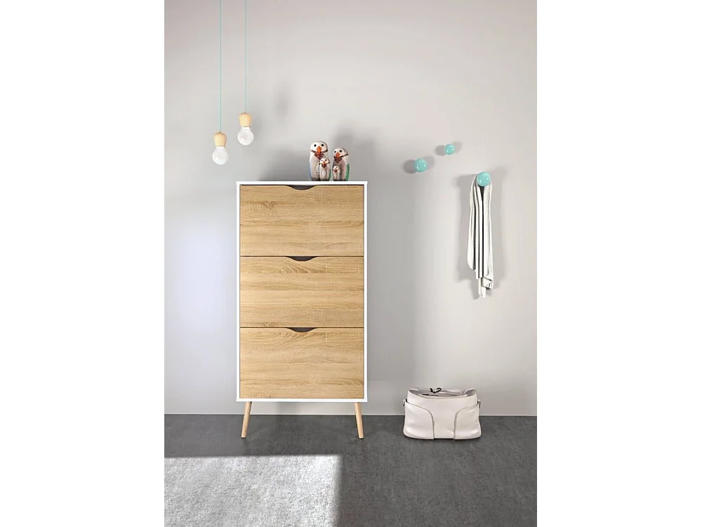 Meuble à chaussures Arnoldo, 18 paires, 23,9x70,2x138,8h cm Blanc, Armoire de rangement