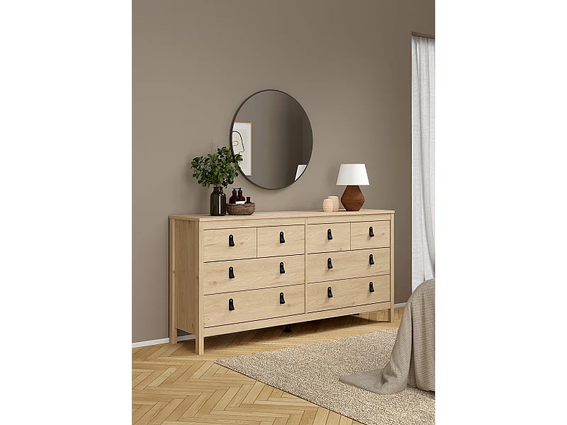 Aparador Dsanton, Bufé de salón, Aparador de salón, Despensa de cocina, 160x38 h80 cm, Roble