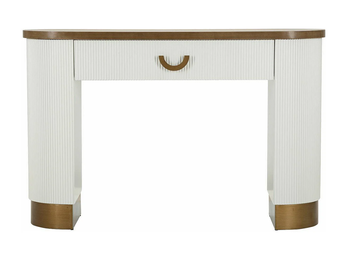 Cadre console, Multifunctionele tafel, Bijzetkast, Gangbureau, 121x40 h78 cm, Wit en Bruin