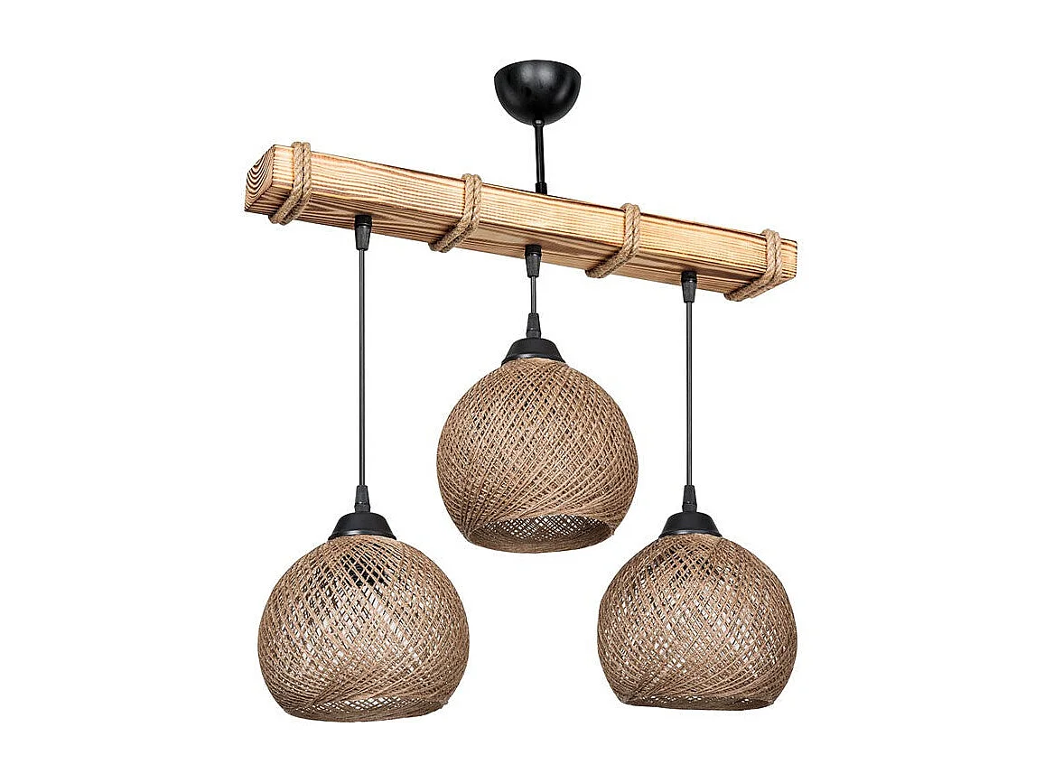 Plafoniera A Sospensione Noce Beige 50x20x63 Cm In Metallo