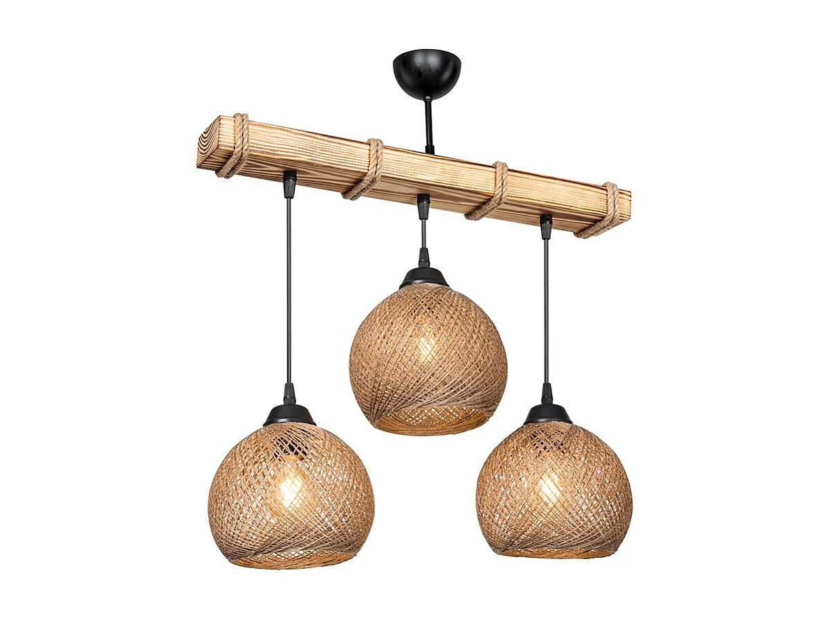 Plafoniera A Sospensione Noce Beige 50x20x63 Cm In Metallo