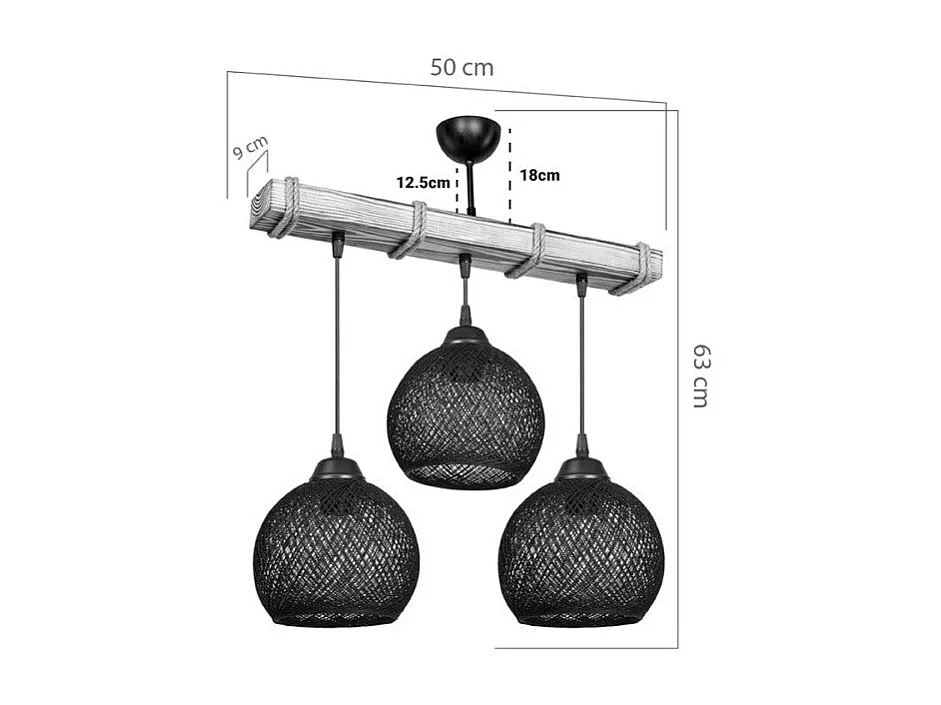 Plafoniera A Sospensione Noce Beige 50x20x63 Cm In Metallo