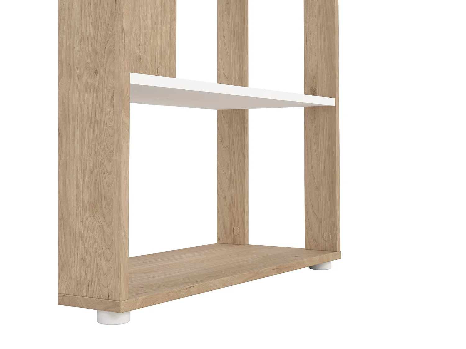 Bibliothèque Dspelt, Etagère de bureau, Porte-livre mobile, Librairie, 80x34 h205 cm, Chêne clair et Blanc