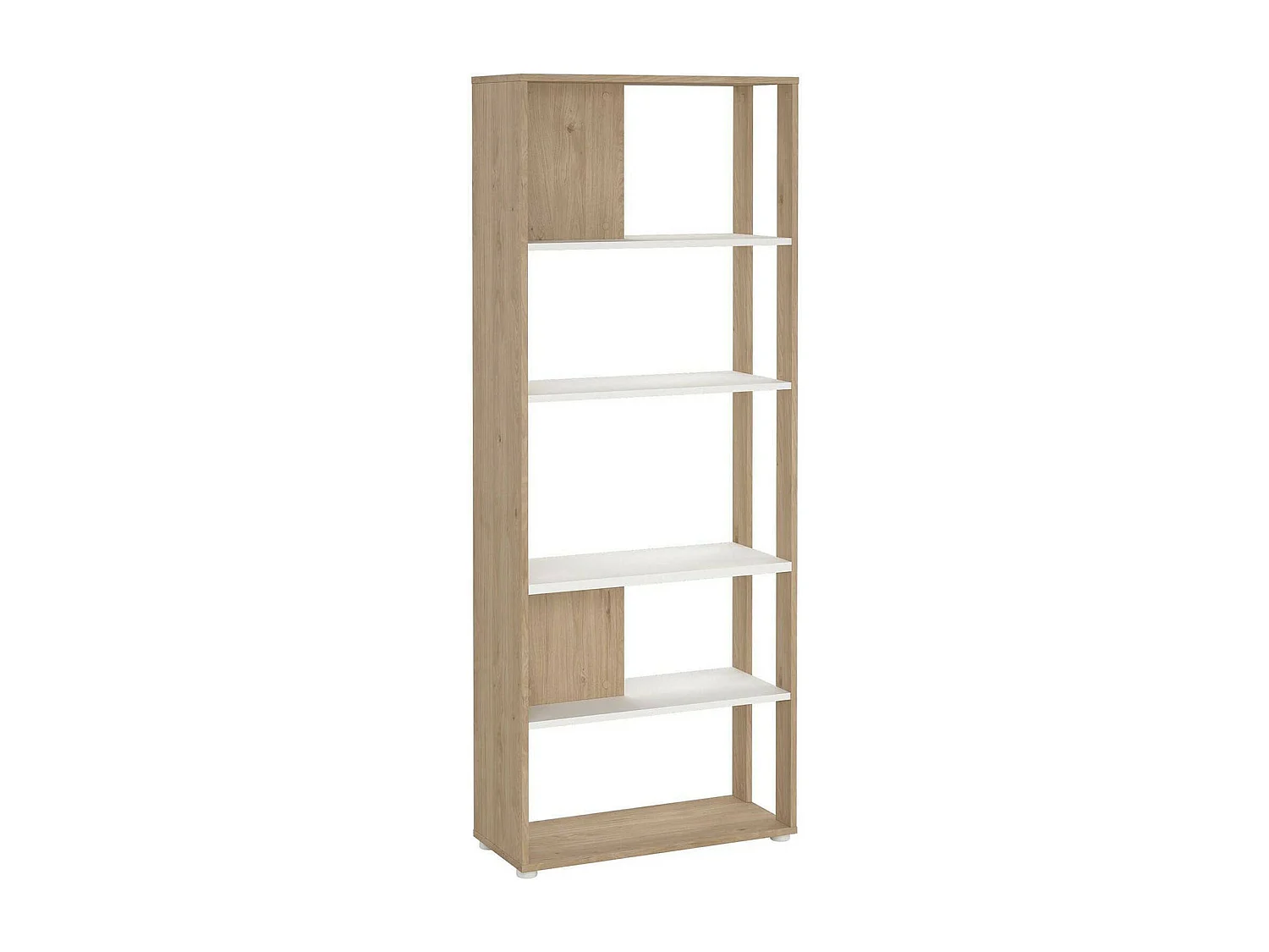 Bibliothèque Dspelt, Etagère de bureau, Porte-livre mobile, Librairie, 80x34 h205 cm, Chêne clair et Blanc