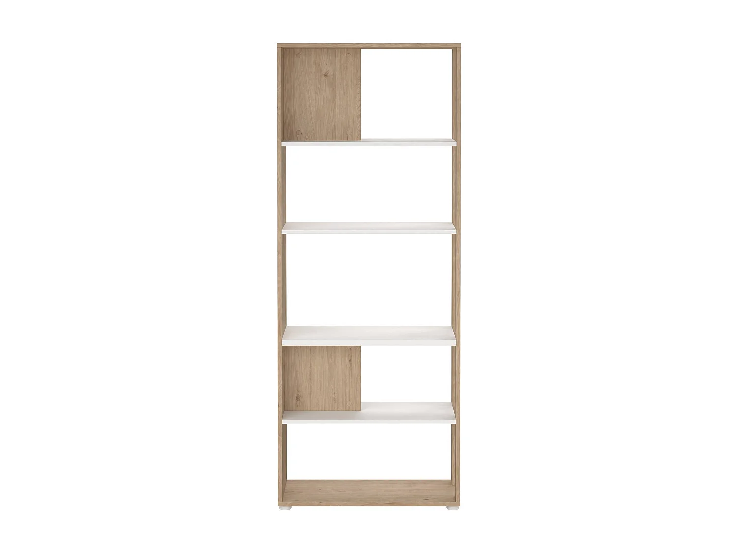 Bibliothèque Dspelt, Etagère de bureau, Porte-livre mobile, Librairie, 80x34 h205 cm, Chêne clair et Blanc