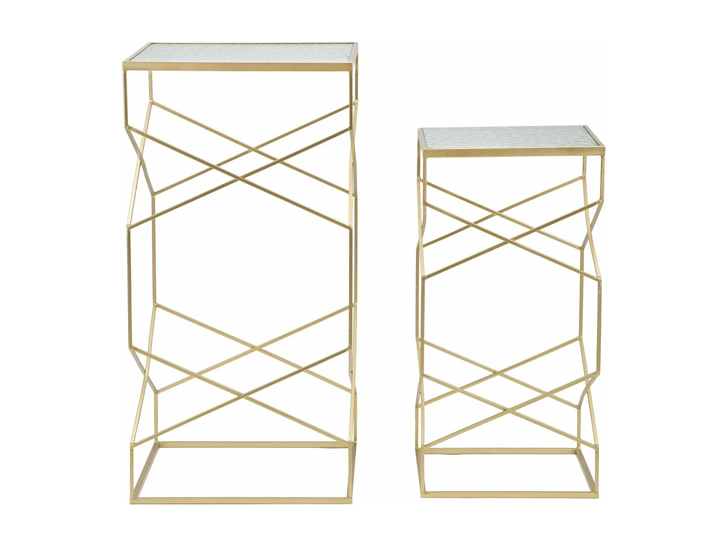 Table basse George, Table basse, Porte-revues pour canapé, Etagère de salon, Or, 50x50 h100 cm