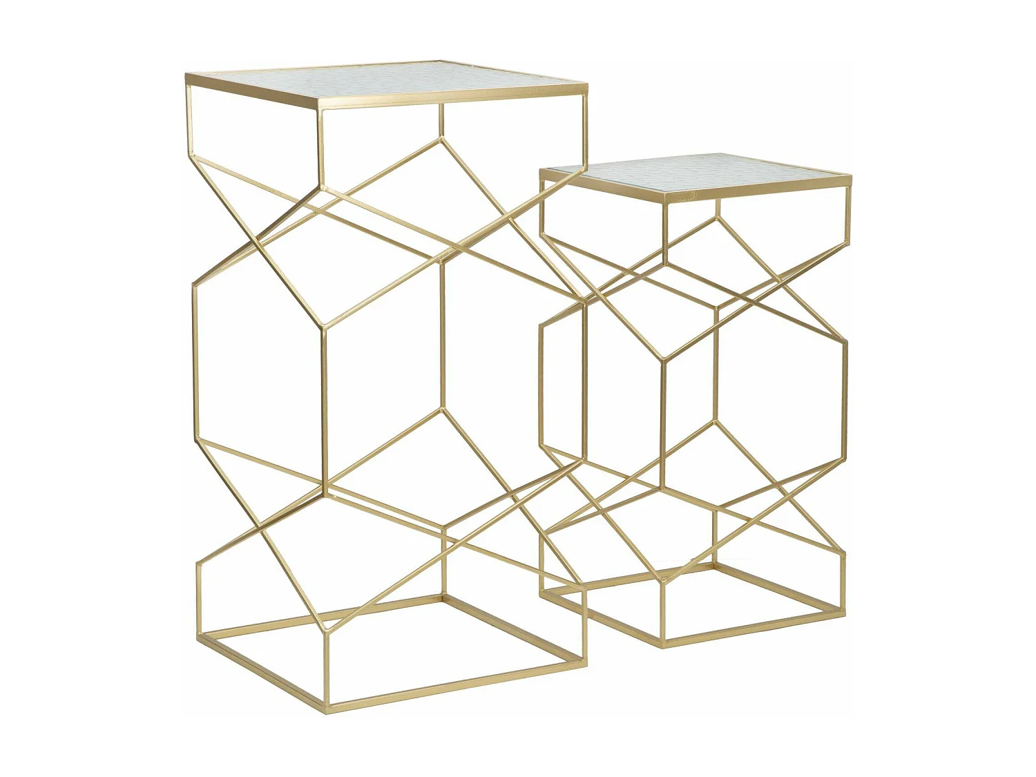Table basse George, Table basse, Porte-revues pour canapé, Etagère de salon, Or, 50x50 h100 cm