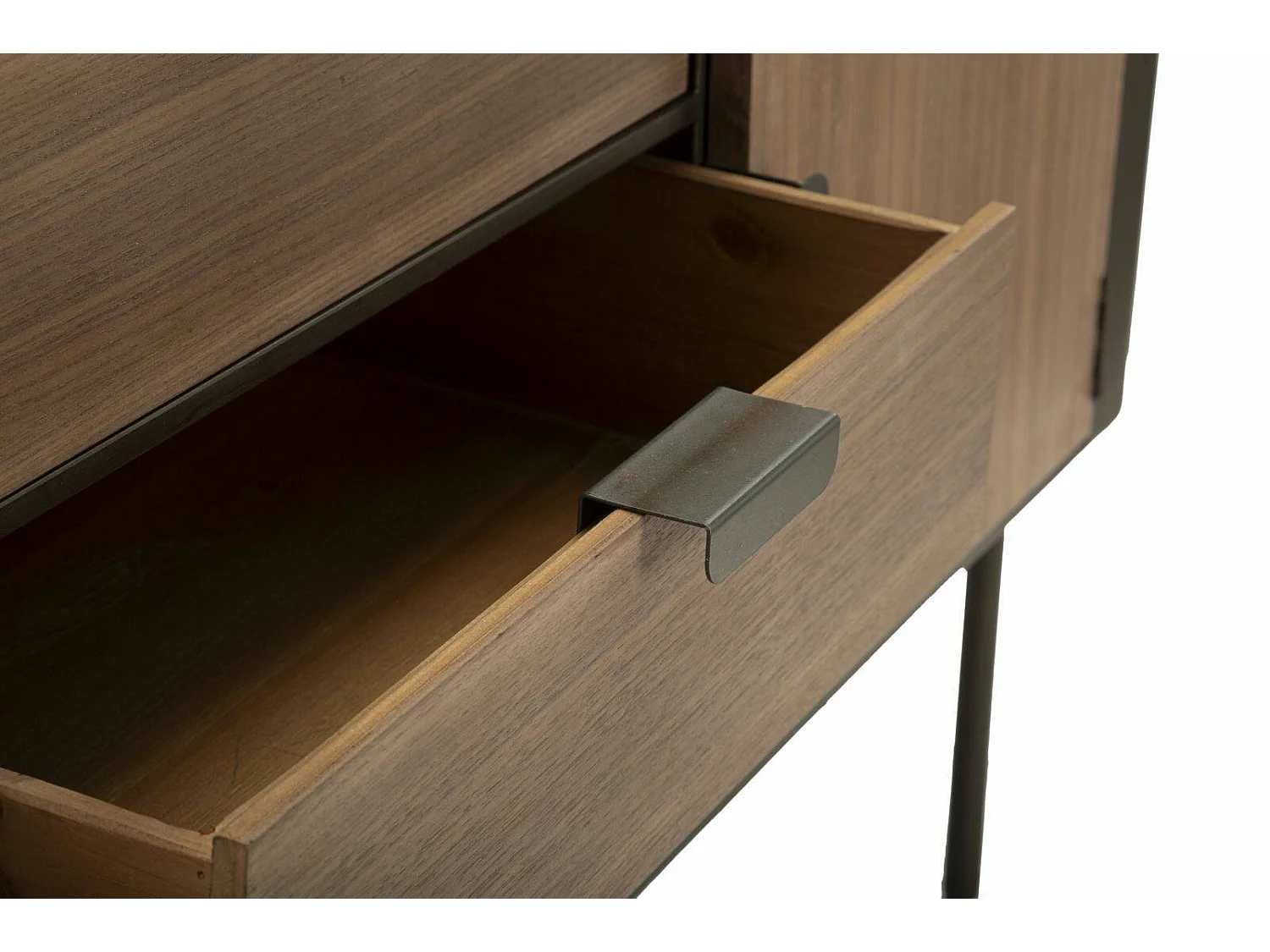 Buffet Jones, Buffet du salon, Commode de salon, Garde-manger de cuisine, 145x47 h76 cm, Gris et marron