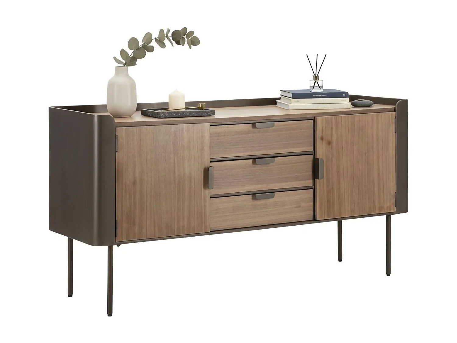 Credenza Jones, 3 Cassetti, 47x145x76h cm Grigio, Madia