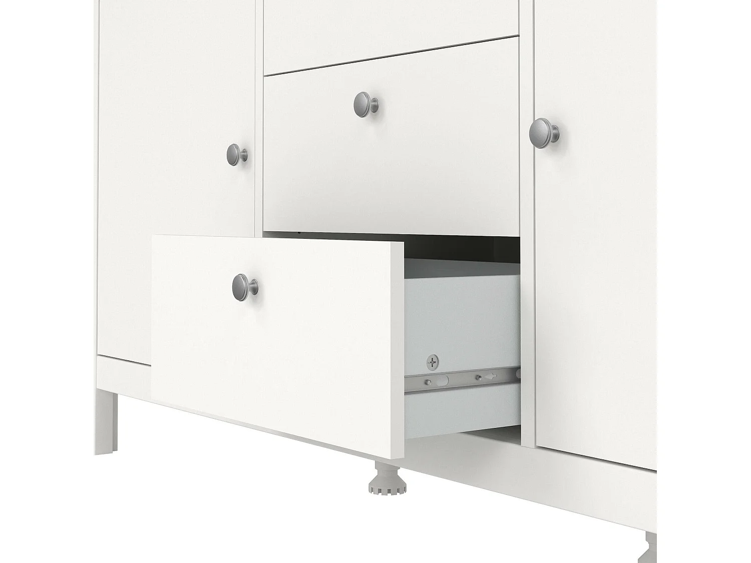 Buffet Dsaracc, Buffet du salon, Commode de salon, Garde-manger de cuisine, 151x38 h80 cm, Blanc
