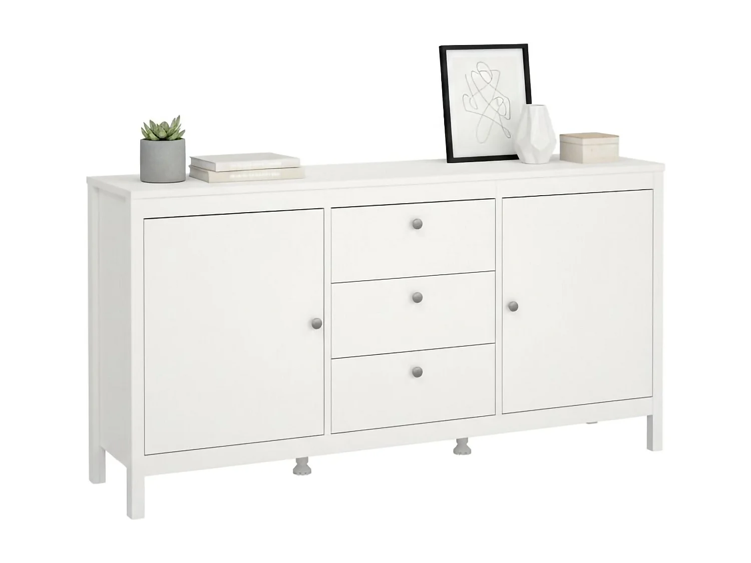 Buffet Dsaracc, Buffet du salon, Commode de salon, Garde-manger de cuisine, 151x38 h80 cm, Blanc