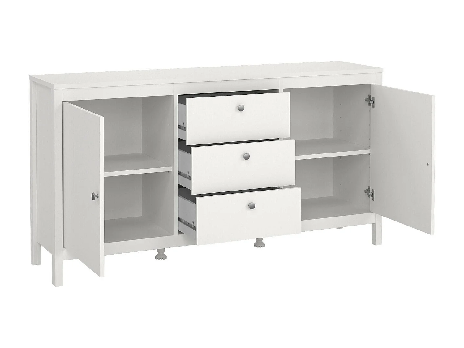 Buffet Dsaracc, Buffet du salon, Commode de salon, Garde-manger de cuisine, 151x38 h80 cm, Blanc