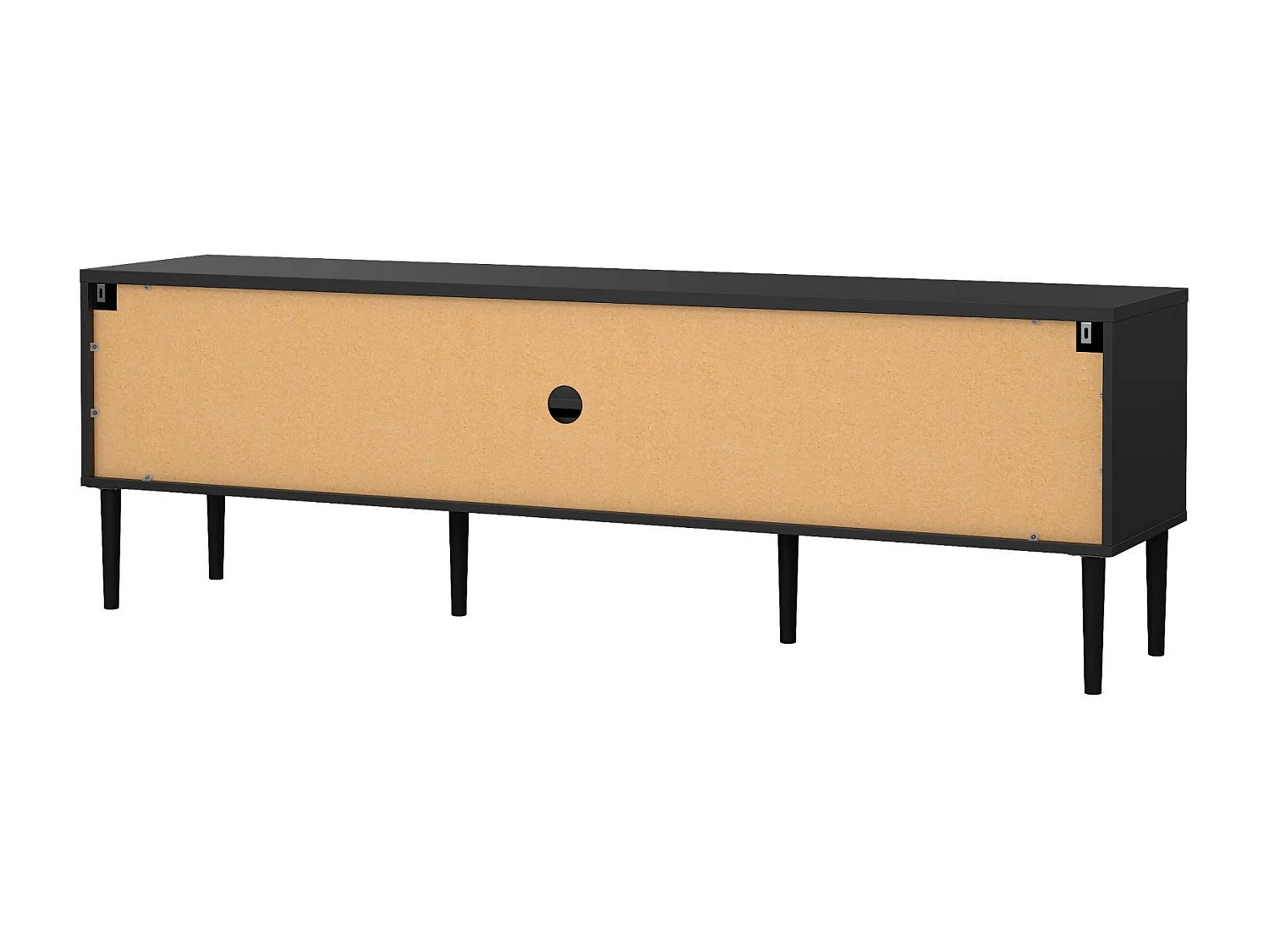 Meuble TV Dtisc, Buffet de salon, Armoire basse pour TV, Base murale de rangement, 177x40 h57 cm, Noir