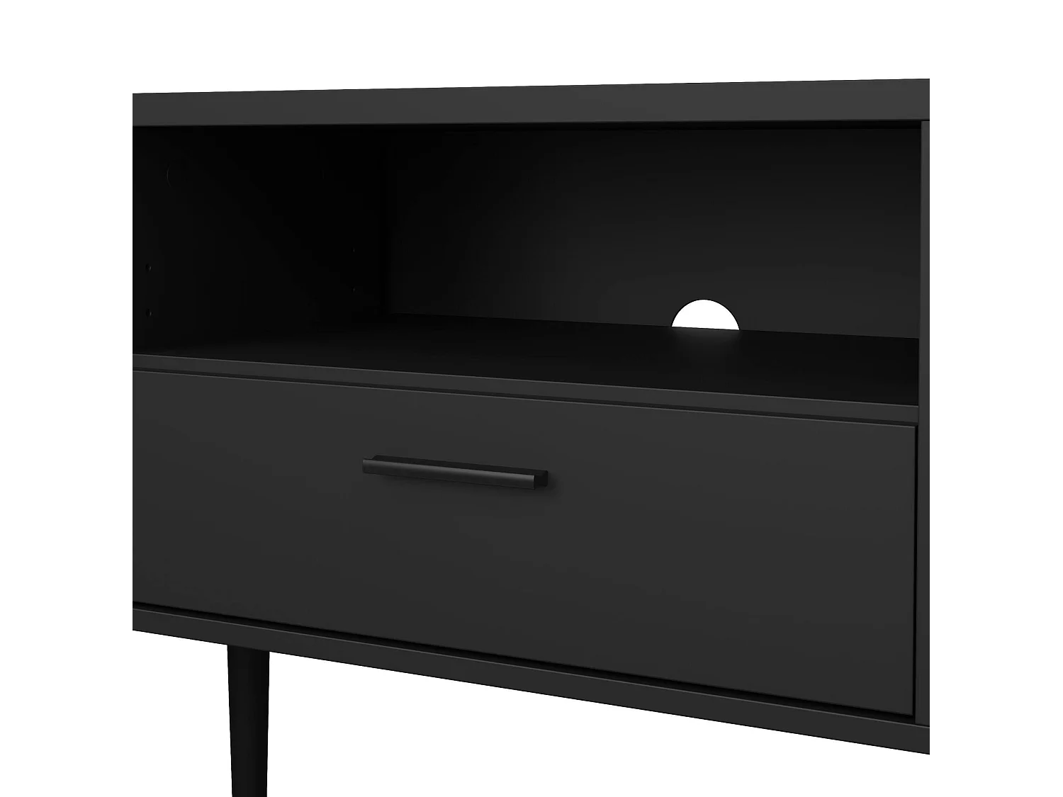 Meuble TV Dtisc, Buffet de salon, Armoire basse pour TV, Base murale de rangement, 177x40 h57 cm, Noir