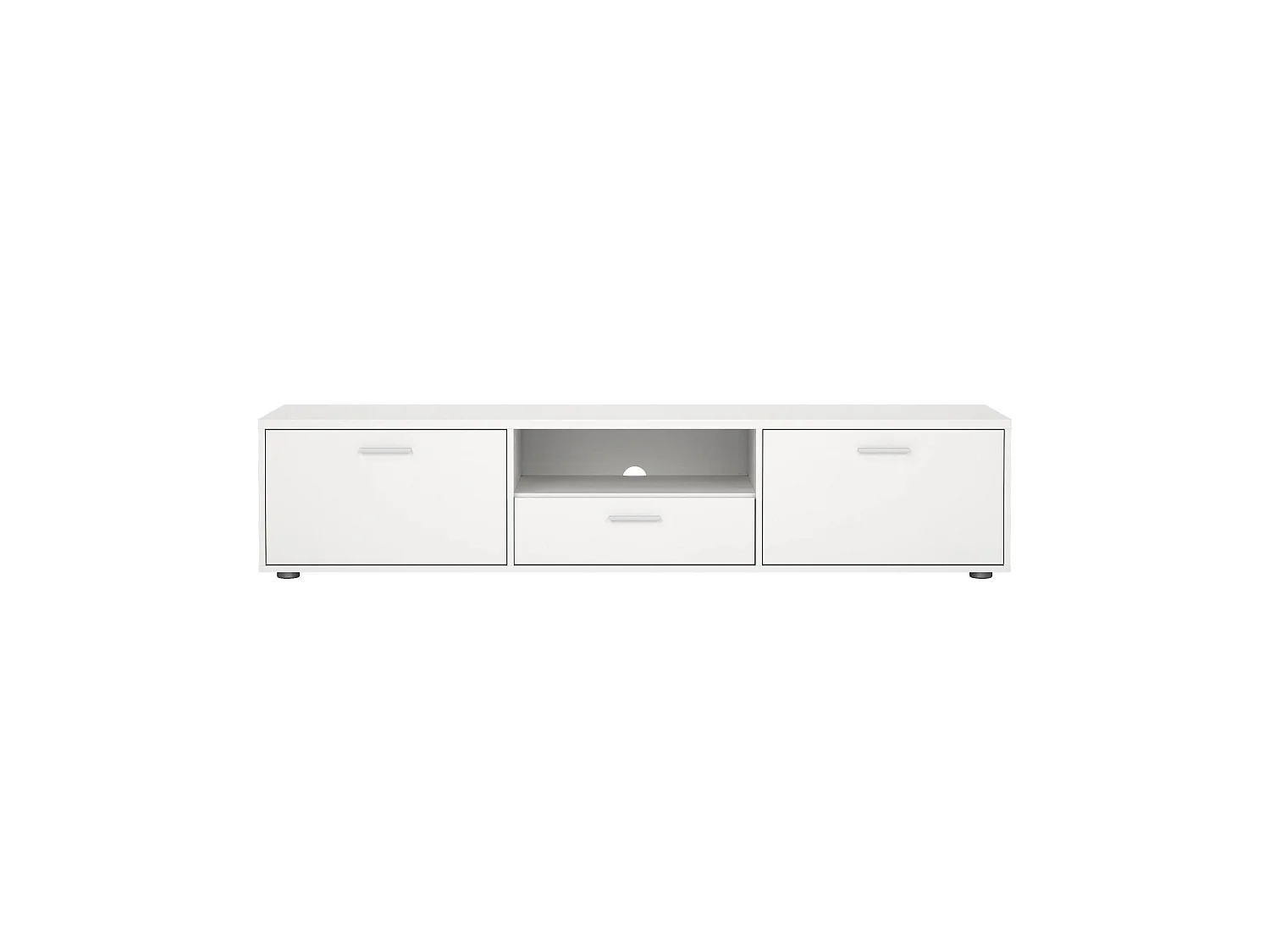 Meuble TV Dtinagli, Buffet de salon, Armoire basse pour TV, Base murale de rangement, 177x40 h38 cm, Blanc