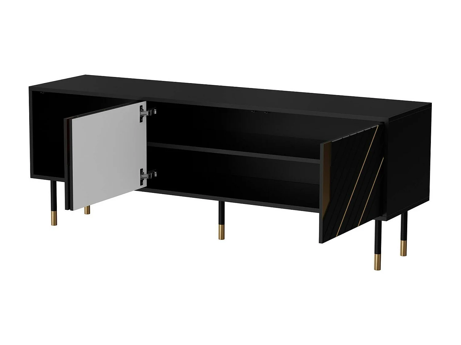 Mobile Porta tv Seia, 2 Ripiani, 40x154x55h cm Nero