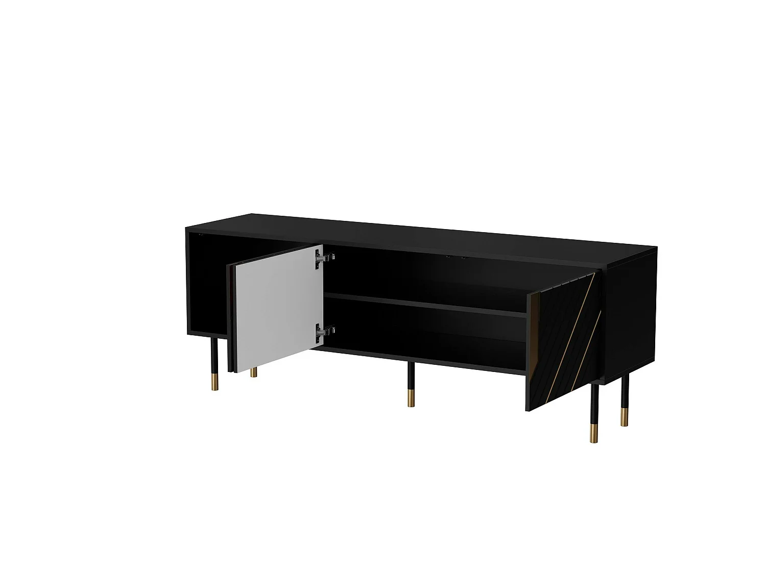 Meuble TV Seia, 2 étagères, 40x154x55h cm Noir