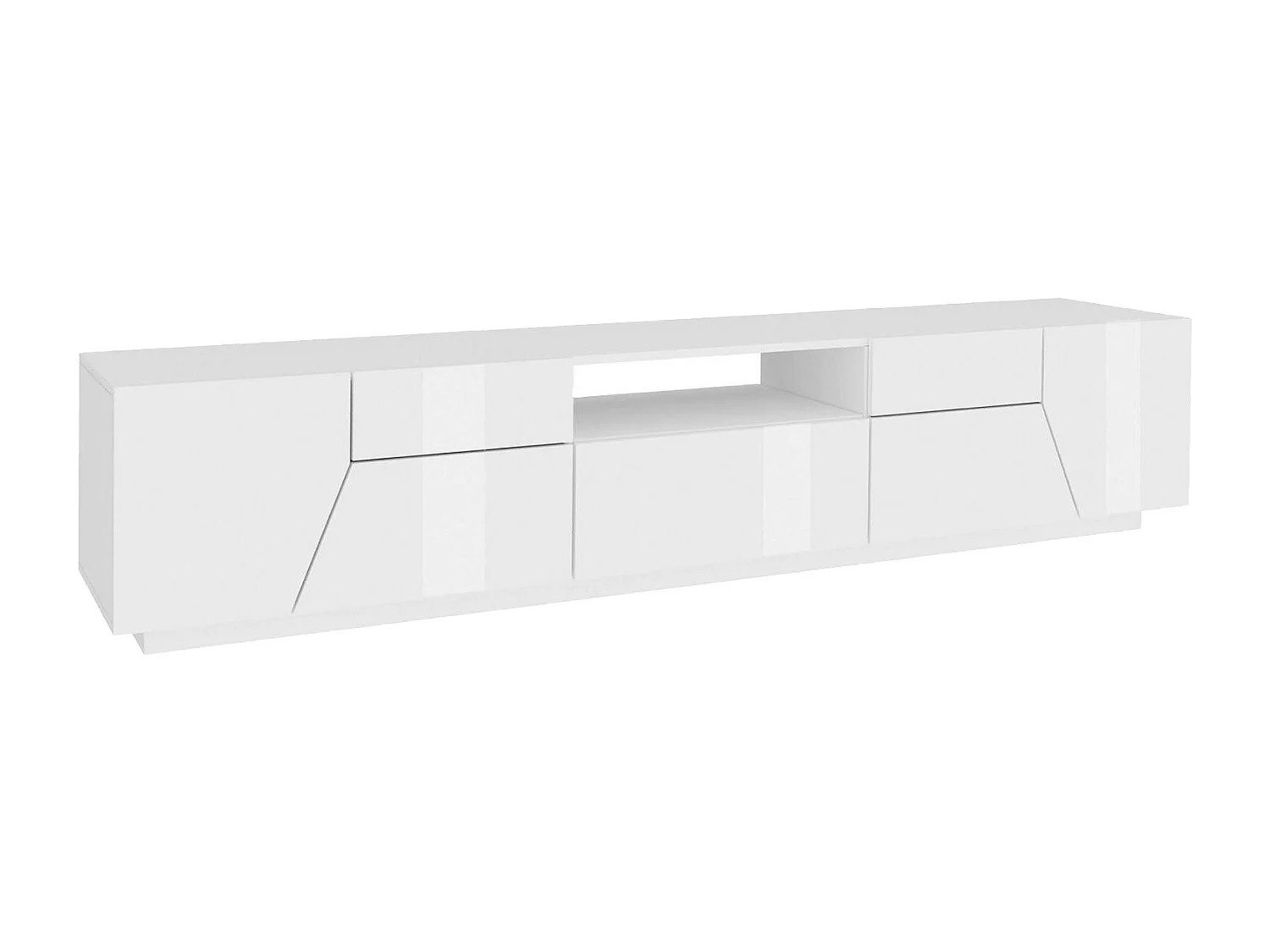 Meuble TV Dfilipp, Buffet bas de salon, Base pour meuble TV, 100% Made in Italy, 220x43h46 cm, Blanc brillant