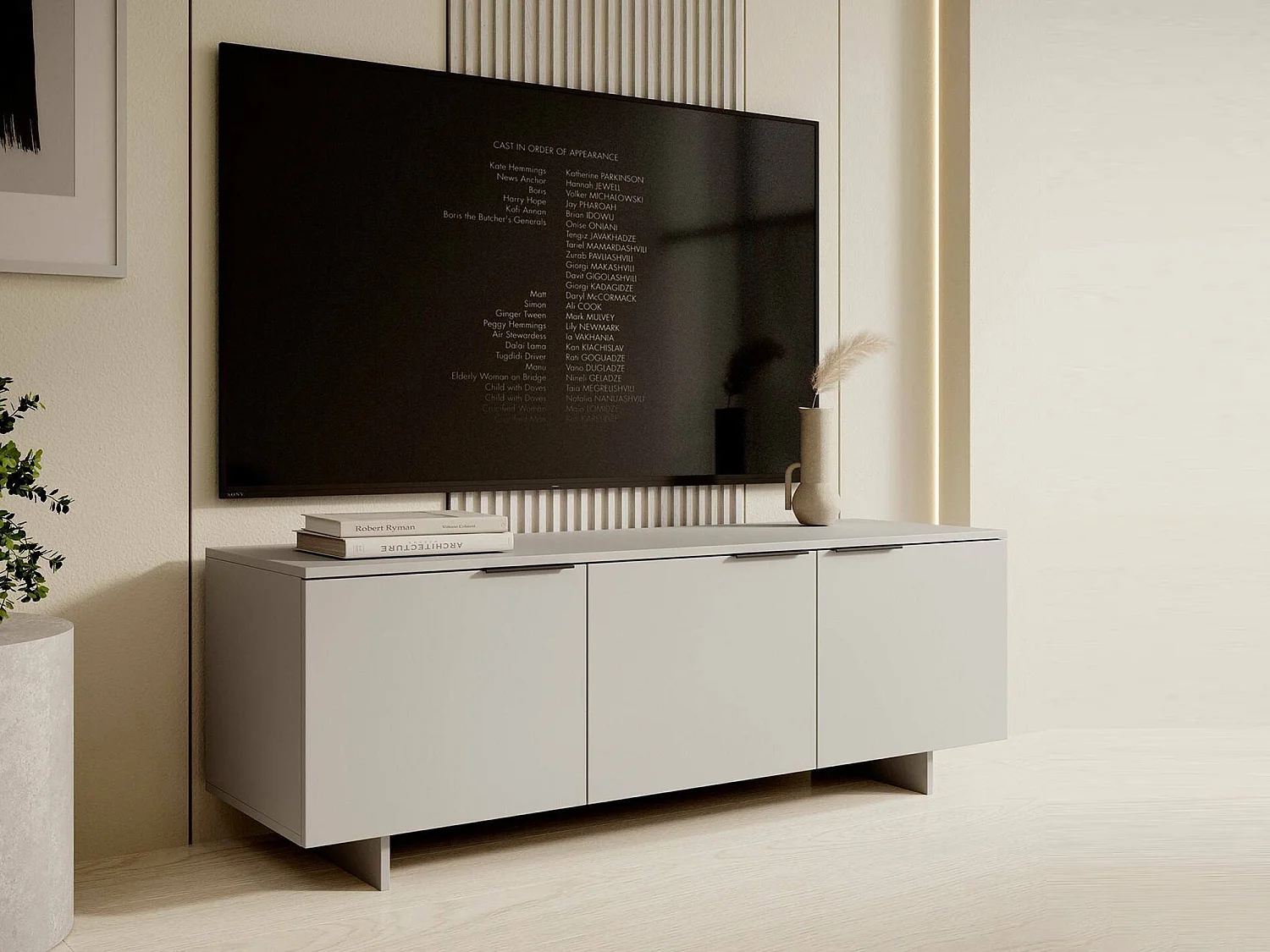 TV-Schrank Fundao, ein Regal, 41,5x150x55h cm Beige