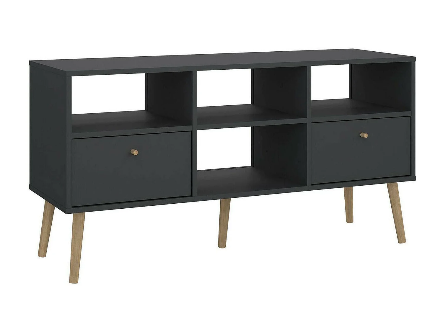 Meuble TV Dtoedtl, Buffet de salon, Armoire basse pour TV, Base murale de rangement, 117x39 h61 cm, Gris