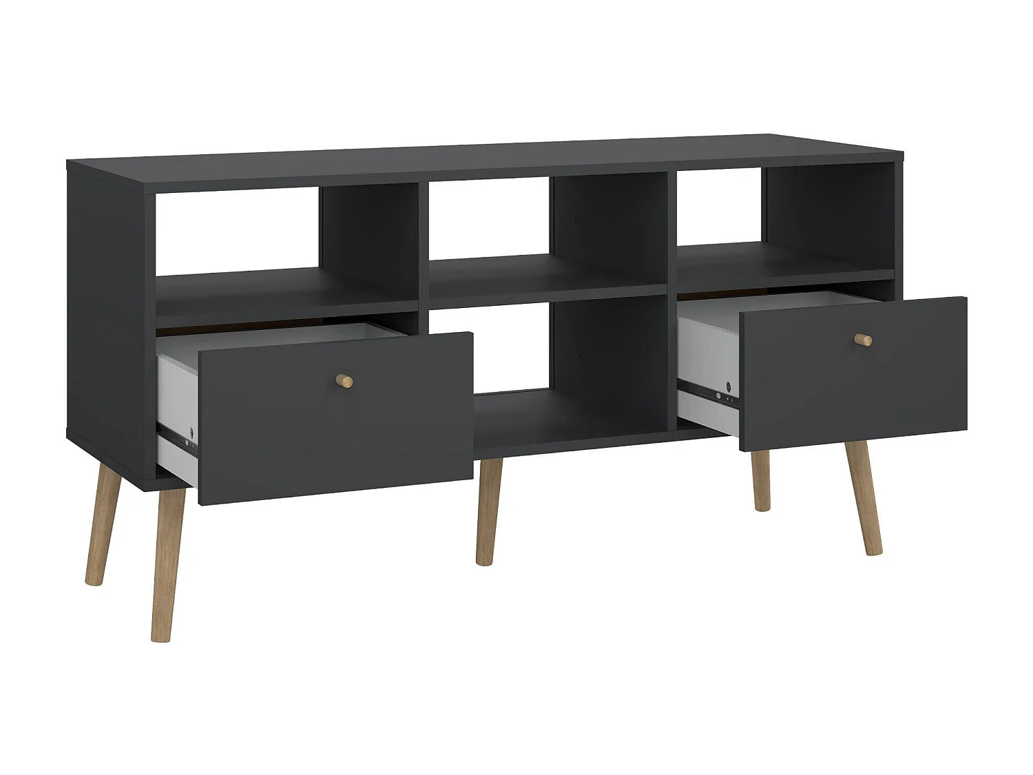 Meuble TV Dtoedtl, Buffet de salon, Armoire basse pour TV, Base murale de rangement, 117x39 h61 cm, Gris