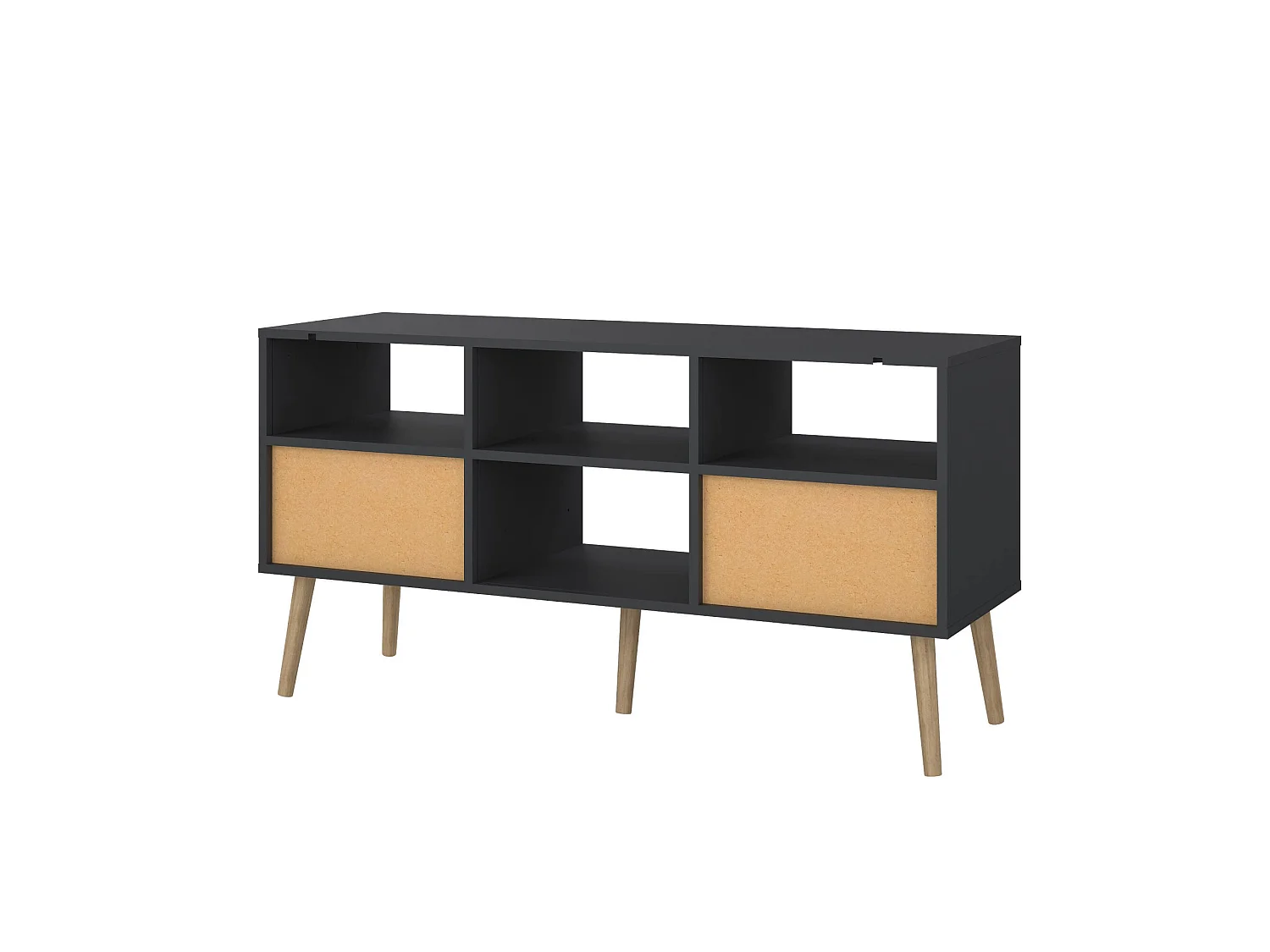 Dtoedtl TV-meubel, Woonkamerdressoir, Lage tv-kast, Voorzien van wandbasis, 117x39 h61 cm, Grijs