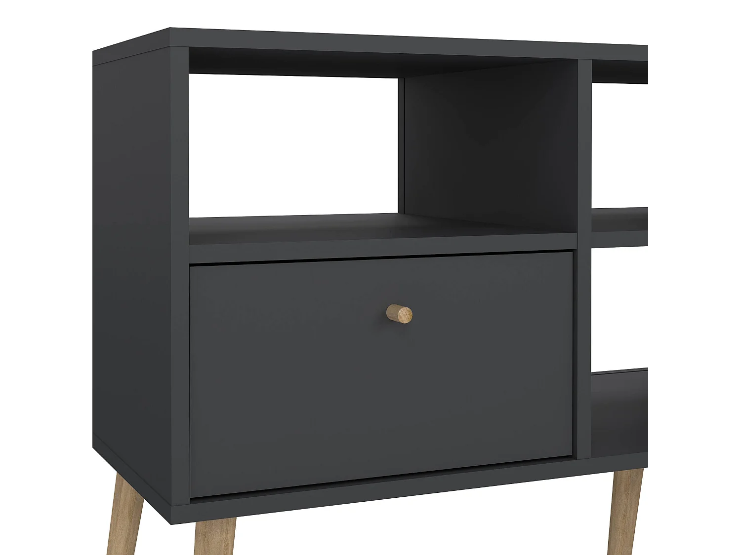 Dtoedtl TV-meubel, Woonkamerdressoir, Lage tv-kast, Voorzien van wandbasis, 117x39 h61 cm, Grijs