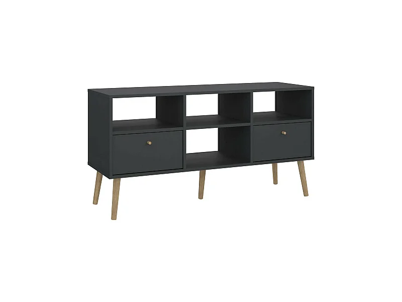 Meuble TV Dtoedtl, Buffet de salon, Armoire basse pour TV, Base murale de rangement, 117x39 h61 cm, Gri