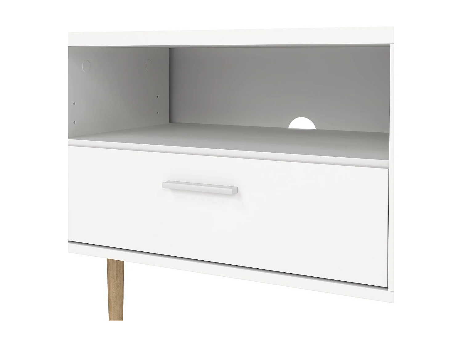 Meuble TV Dtisc, Buffet de salon, Armoire basse pour TV, Base murale de rangement, 177x40 h57 cm, Blanc