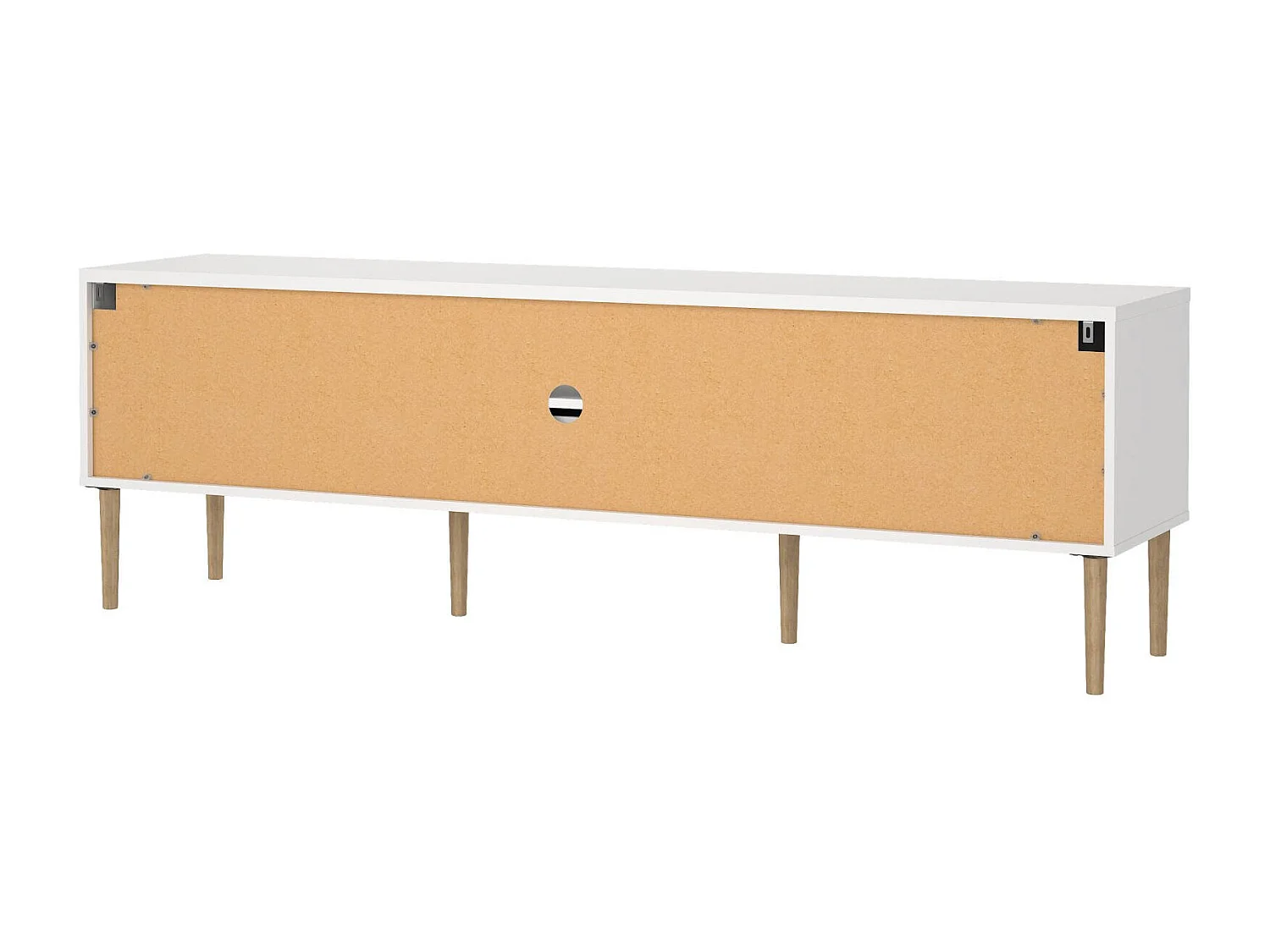 Meuble TV Dtisc, Buffet de salon, Armoire basse pour TV, Base murale de rangement, 177x40 h57 cm, Blanc