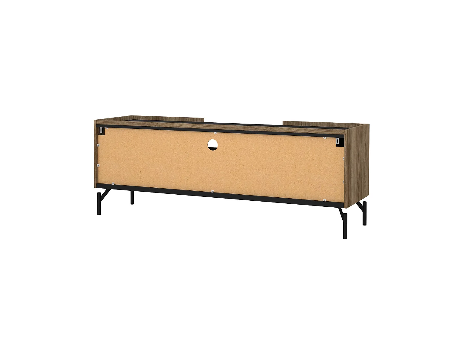 Meuble TV Ddtolo, Buffet de salon, Armoire basse pour TV, Base murale de rangement, 147x41 h54 cm, Chêne et Noir