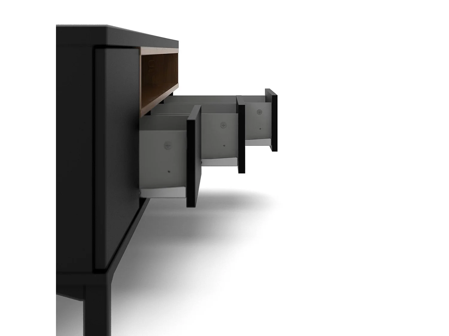 Meuble TV Dtoffani, Buffet de salon, Armoire basse pour TV, Base murale de rangement, 156x48 h48 cm, Noir et Noyer